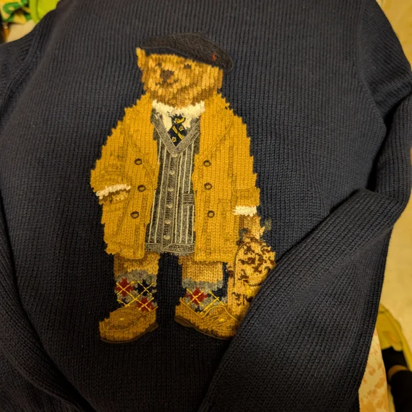 Polo Ralph Lauren Navy Sweater with Bear Motif - Picture 1 of 2